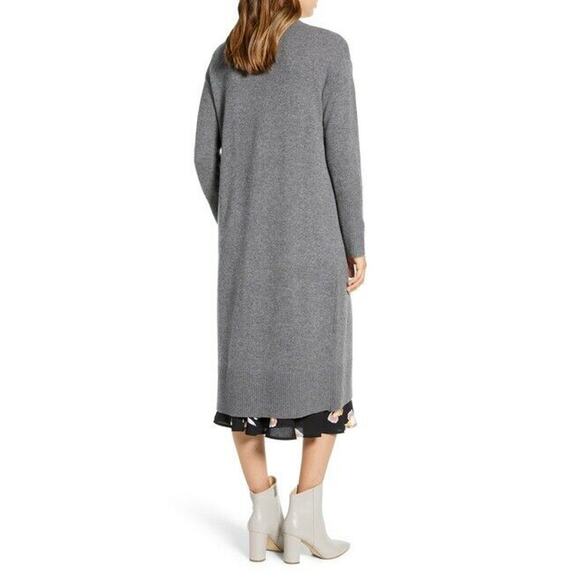 Halogen Wool & Cashmere Long Cardigan Long Sleeves Front Welt Pockets Small NWT - Picture 3 of 7